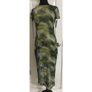 No Boundaries Women's Green Camouflage Mesh Maxi Dress Size Small